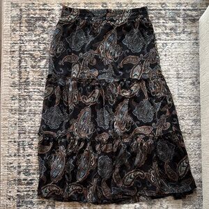 Marshalls Black and Brown Tiered A-Line Midi Skirt